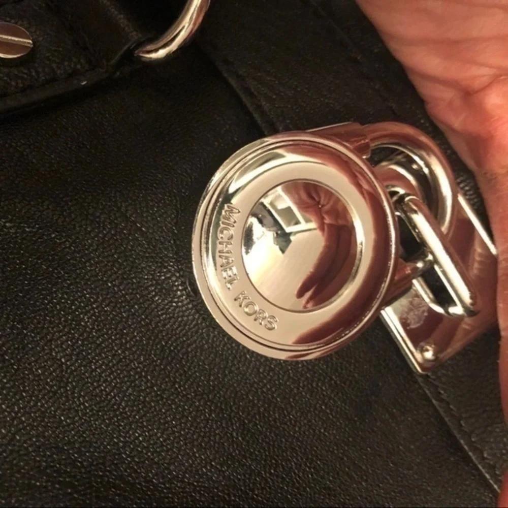 Michael kors black leather Hamilton satchel bag